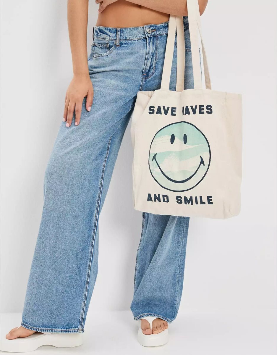 Sacs American Eagle AEO Smiley Tote Beige Femme | SVP-10776104